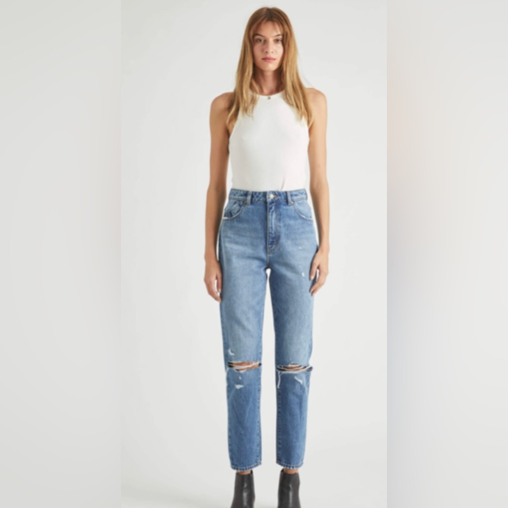 Rolla’s the Dusters Fit High Rise Slim Meadow Worn Distressed Jeans Size 29